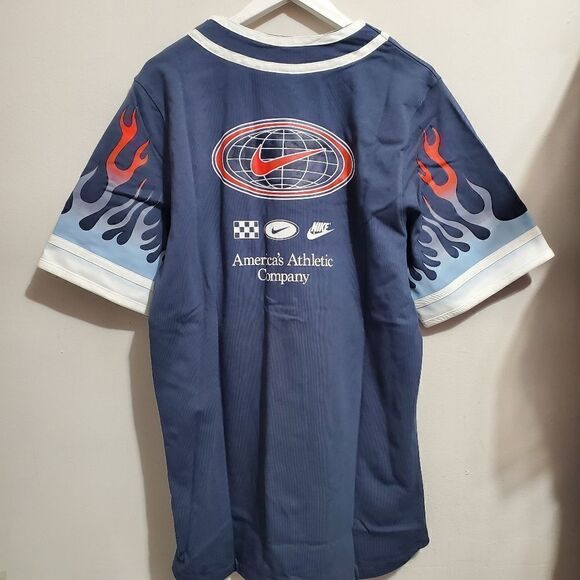 Nike Sportswear Americana Top Mens Sz Large Button Up Jersey Blue DV9642-437 NWT - Picture 2 of 10